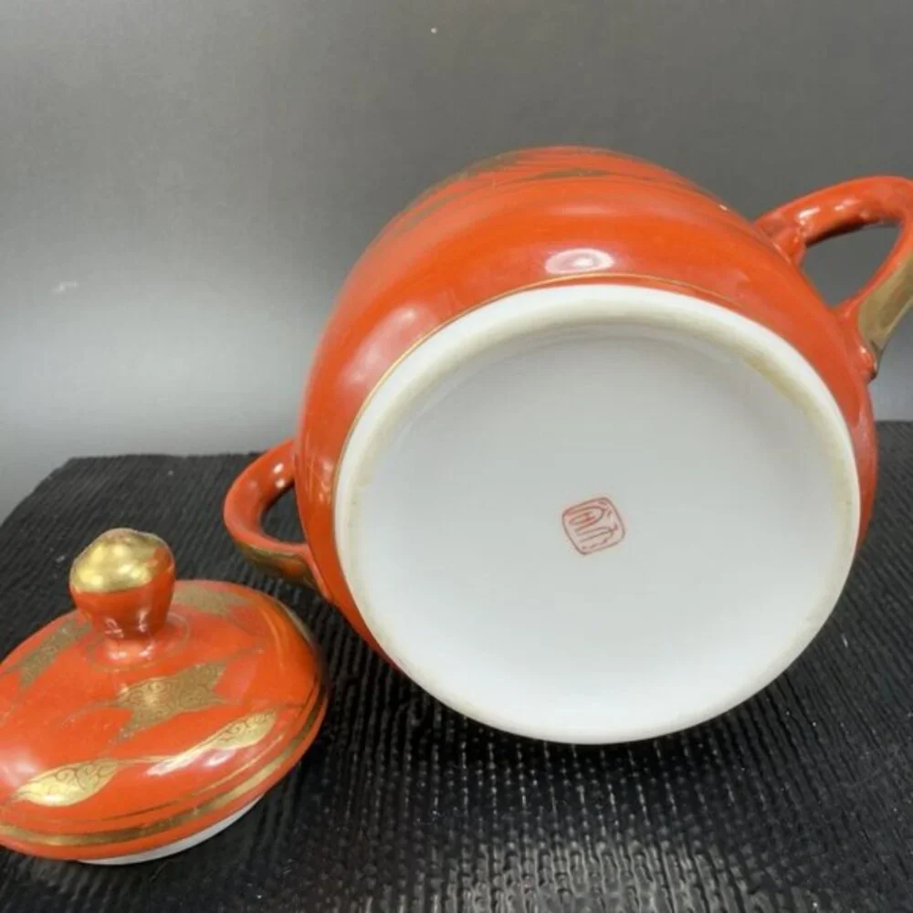 Japanese Eiraku Eggshell Sugar And Creamer Set‎ Phoenix Dragon Pattern Antique